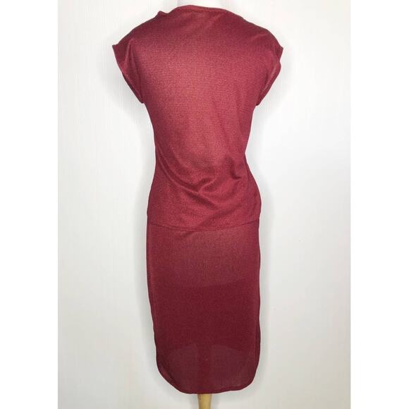 Vintage 70s Sweater Skirt Set Maroon Burgundy Women's XS/S - Picture 3 of 6